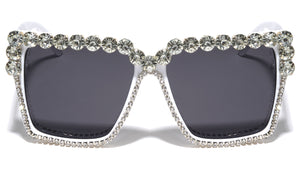 Rhinestone Flat Top Squared Wholesale Sunglasses