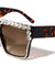 Rhinestone Flat Top Squared Wholesale Sunglasses