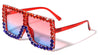 Rhinestone Flat Top Oversized Rectangle Wholesale Sunglasses