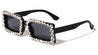 Rhinestone Thin Frame Rectangle Wholesale Sunglasses