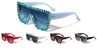 Rhinestone Flat Top Oversized Shield Wholesale Sunglasses