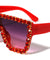 Rhinestone Flat Top Oversized Shield Wholesale Sunglasses