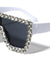 Rhinestone Flat Top Oversized Shield Wholesale Sunglasses