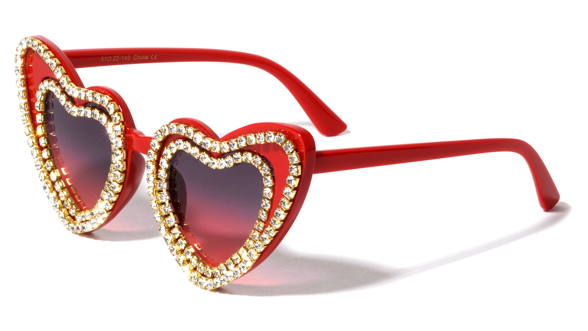 Heart Shaped Diamond Rhinestone Wholesale Sunglasses