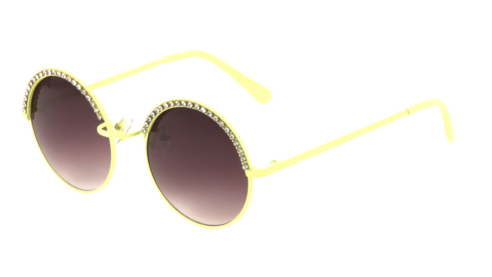 Rhinestone Brow Round Wholesale Bulk Sunglasses