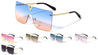 V Rhinestone Rimless Flat Top Shield Wholesale Sunglasses