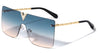 V Rhinestone Rimless Flat Top Shield Wholesale Sunglasses
