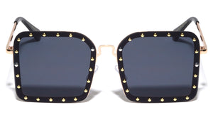 Rivet Stud Rimless Square Wholesale Sunglasses