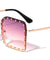 Rivet Stud Rimless Square Wholesale Sunglasses