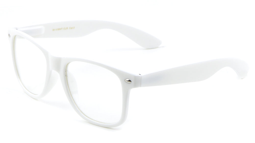 White Classic Spring Hinge Clear Lens Wholesale Bulk Glasses