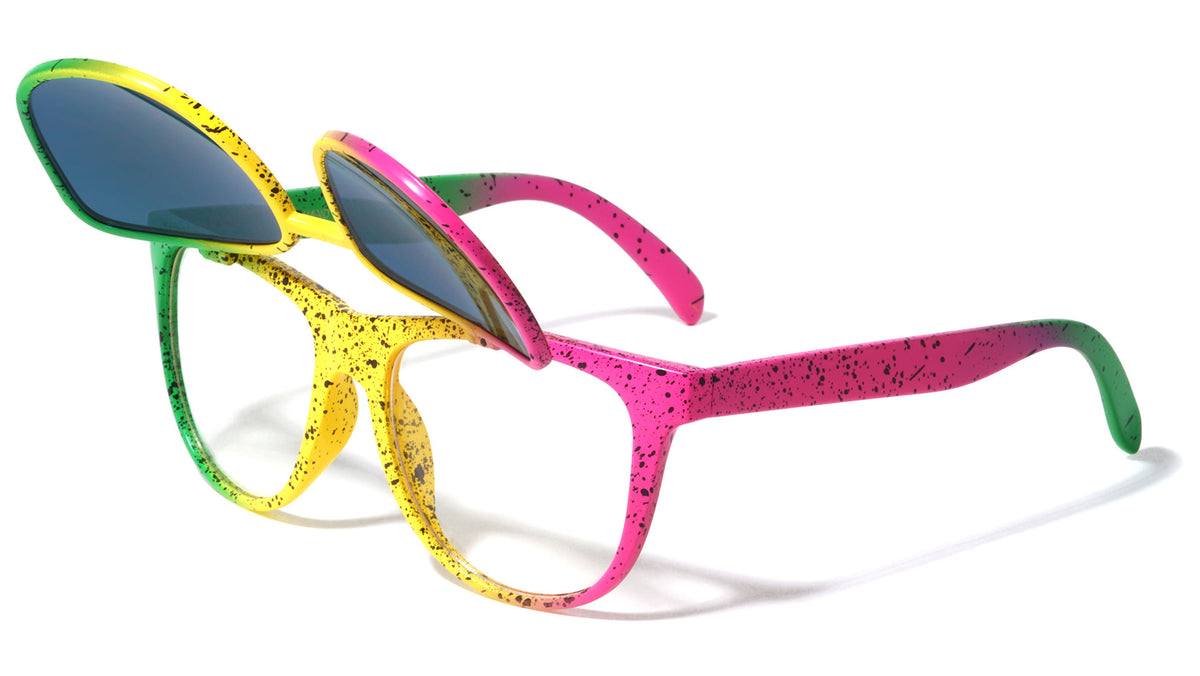 Classic Flip Lens Splatter Design Wholesale Bulk Sunglasses