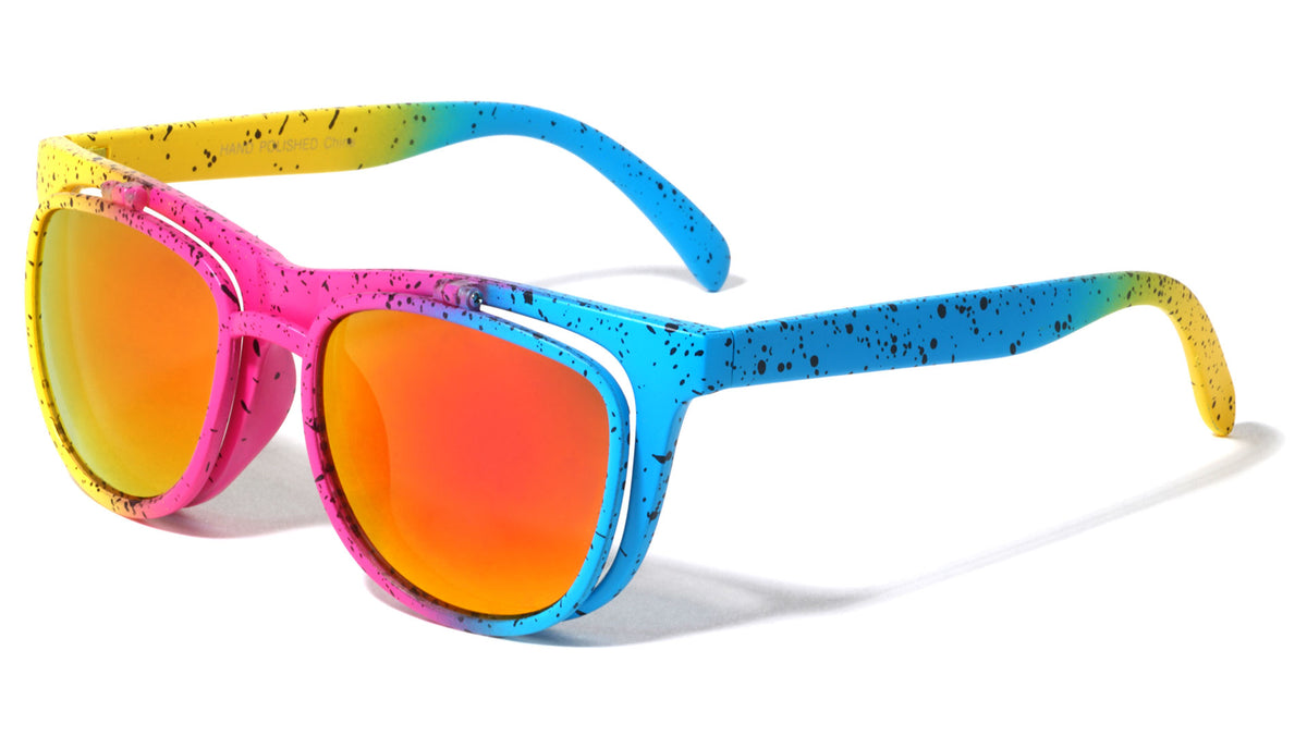 Classic Flip Lens Splatter Design Wholesale Bulk Sunglasses