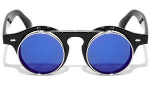 Retro Frame with Flip Color Mirror Lens Wholesale Sunglasses