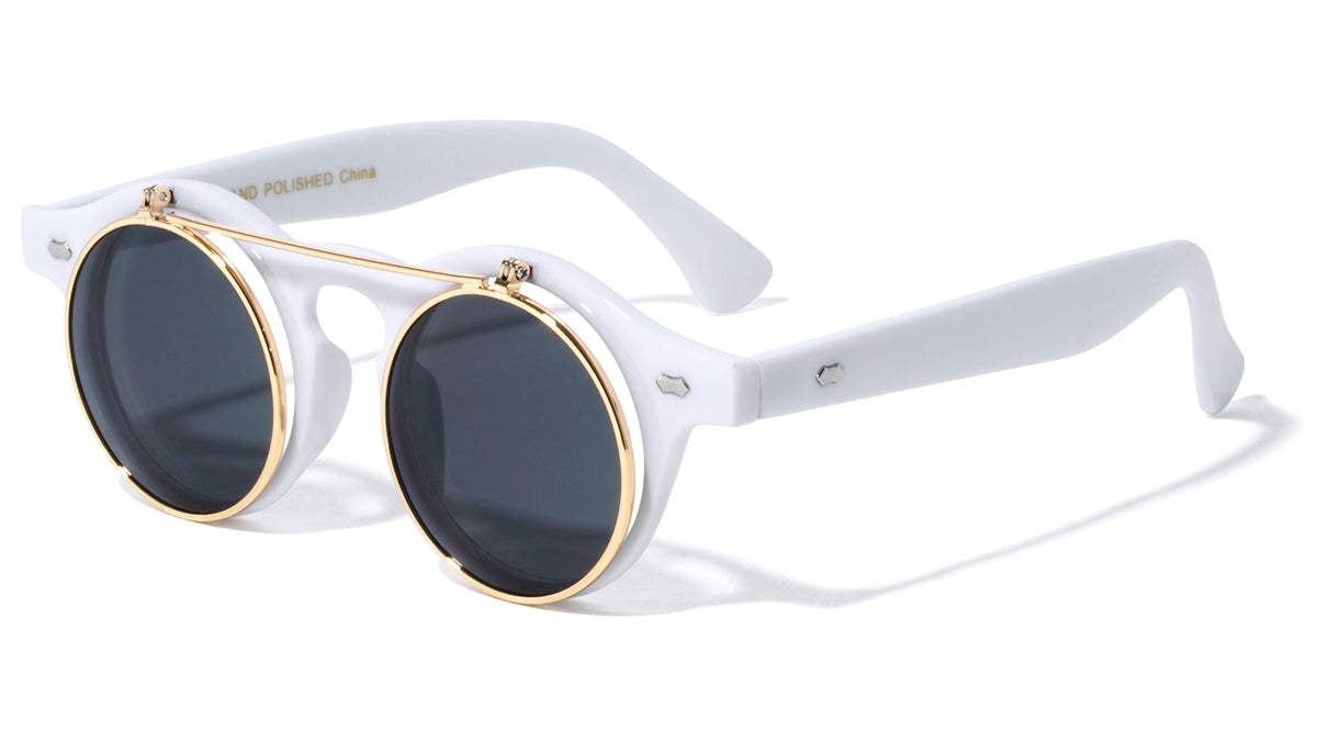 Retro Round Flip Sunglasses Wholesale