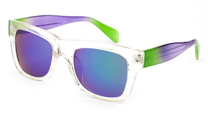 Classic Plastic Clear Frame Color Mirror Sunglasses