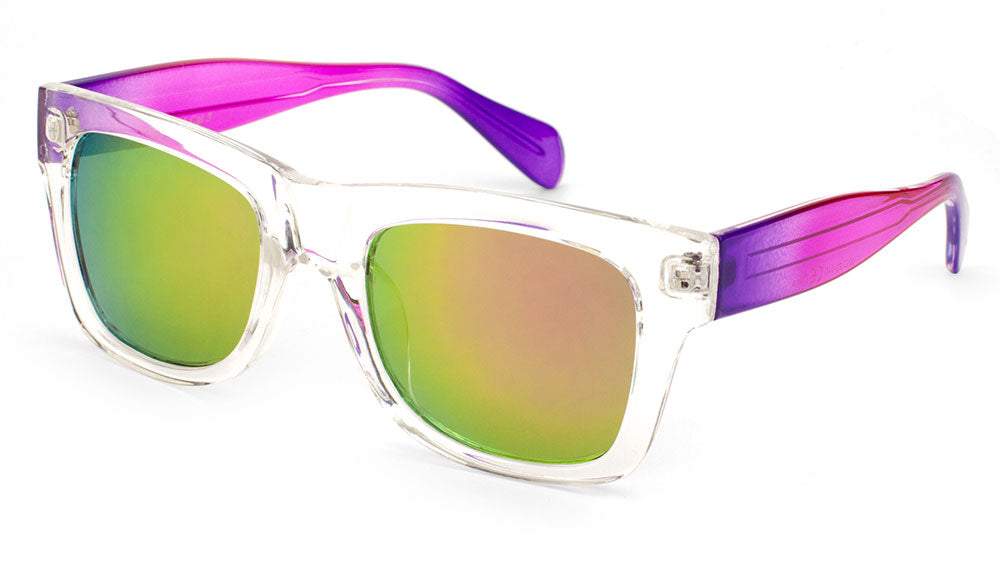 Classic Plastic Clear Frame Color Mirror Sunglasses Frontier