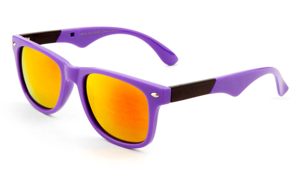 Classic Plastic Color Accent Color Mirror Sunglasses