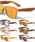 Spring Hinge Wood Pattern Print Color Mirror Classic Wholesale Sunglasses