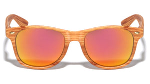 Spring Hinge Wood Pattern Print Color Mirror Classic Wholesale Sunglasses
