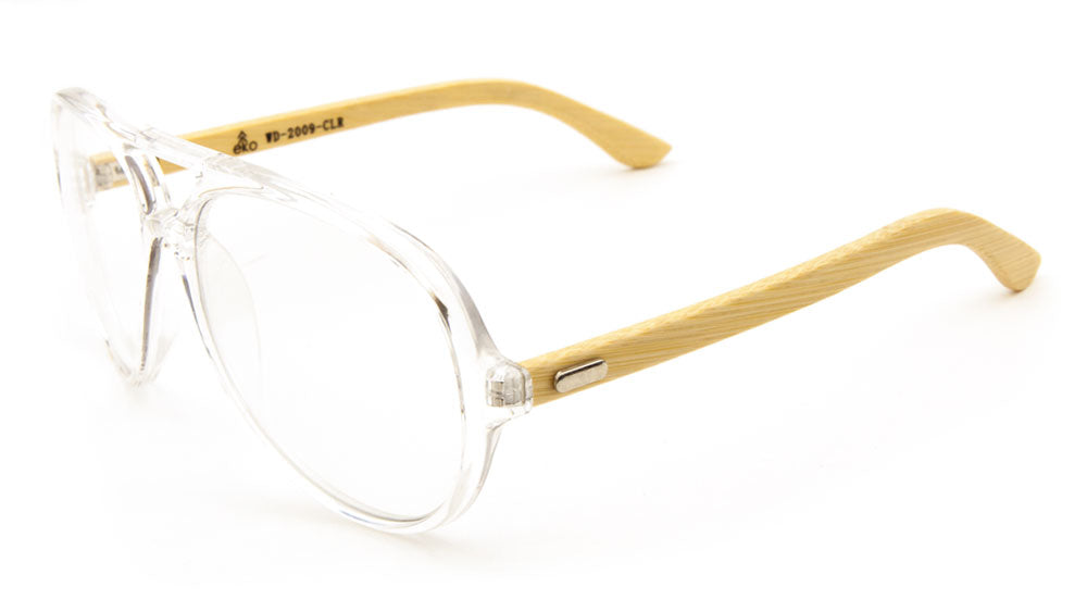 EKO Aviators Wood Sunglasses with Clear Lens