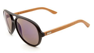 EKO Aviators Wood Sunglasses with Color Mirror Lens