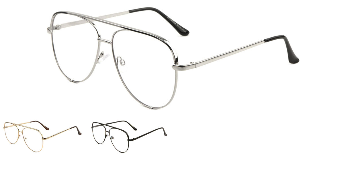 Aviators Clear Lens Bulk Wholesale Glasses