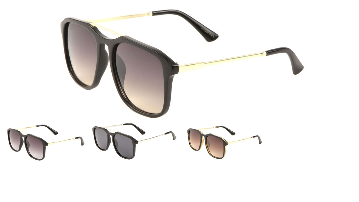 Plastic Fashion Metal Brow Bar Aviators Sunglasses Wholesale