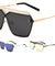 Mesh Rimless Angled Solid One Piece Color Mirror Sunglasses