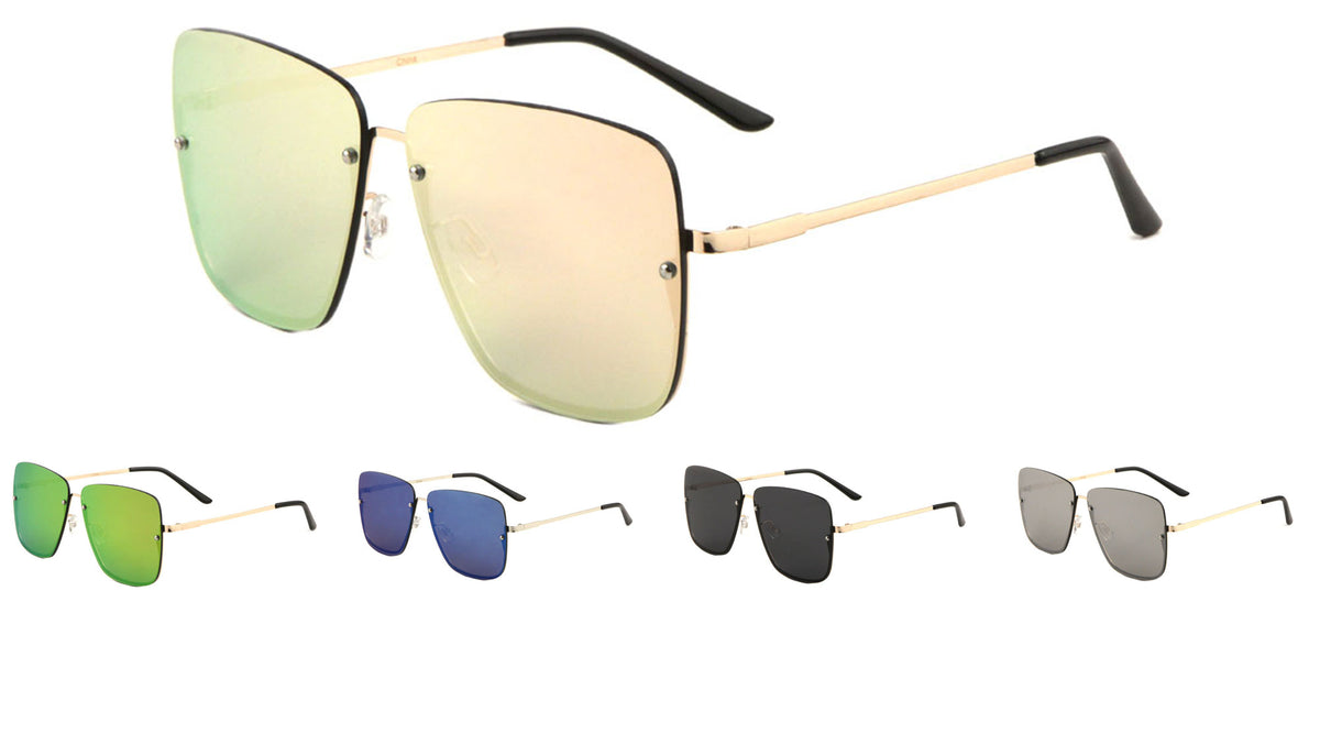 Rimless Butterfly Color Mirror Wholesale Bulk Sunglasses