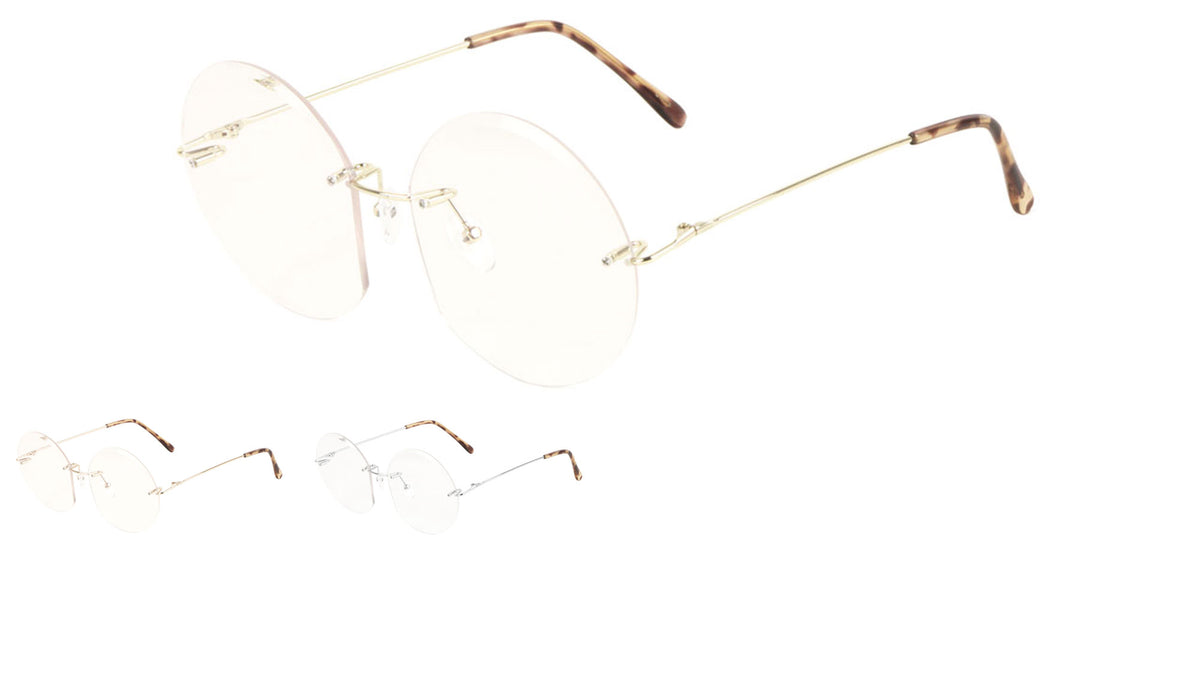 Rimless Round Clear Lens Wholesale Bulk Glasses