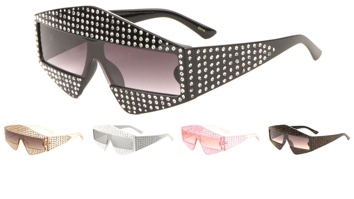Rectangle Diamond Rhinestone Wholesale Sunglasses